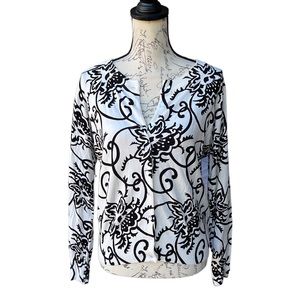 Eyn Floral Long Sleeve Cardigan black & white Cardigan size M